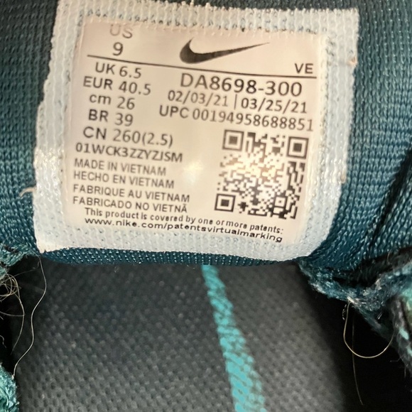 Nike Pegasus Trail 3 Women's Athletic Running Shoes Teal and Pink Size 9 - Picture 8 of 10